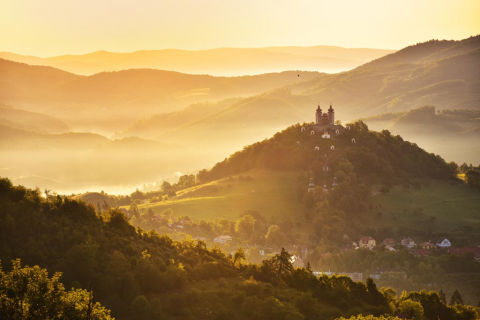 Monumental Calvary hill in Banská Štiavnica